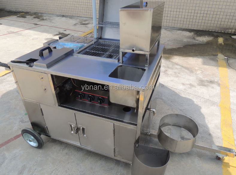 Multi-functional Snack Vending Cart Gas/Electric mobile food cart with wheels and awning BN-617