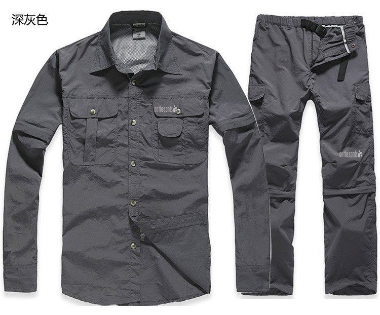 Description Picture 4 of itemQuick-dry shirt&pants suit new Spring&Summer wholesale&retail men hiking male fishing active UV detachable sleeve