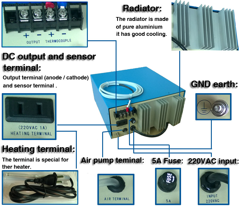 Stp10a/12v。 整流器を電気メッキの小さいサイズセンサーによる実験室のために、 ヒーター、 porbale袋、 空気管、 ハルセルタンク仕入れ・メーカー・工場