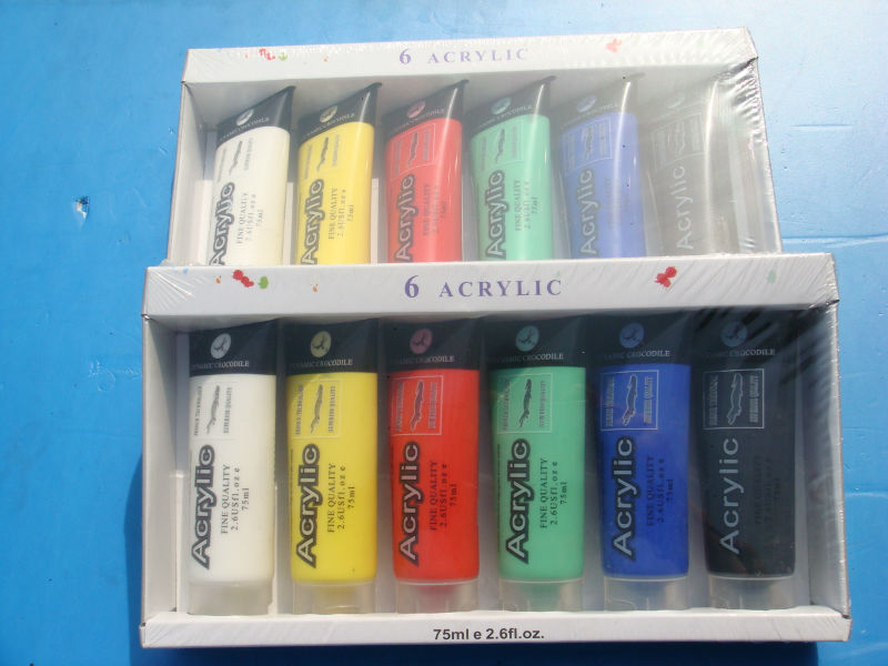 明るい色の75ml6色のアクリルの絵画、 明るい色acryli色、 速乾性アクリル塗料、 en71-3,en71-9問屋・仕入れ・卸・卸売り