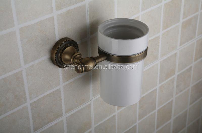 アンティーク2014年ファッションホワイトセラミックトイレブラシホルダーアンティーク銅浴室用アクセサリー仕入れ・メーカー・工場