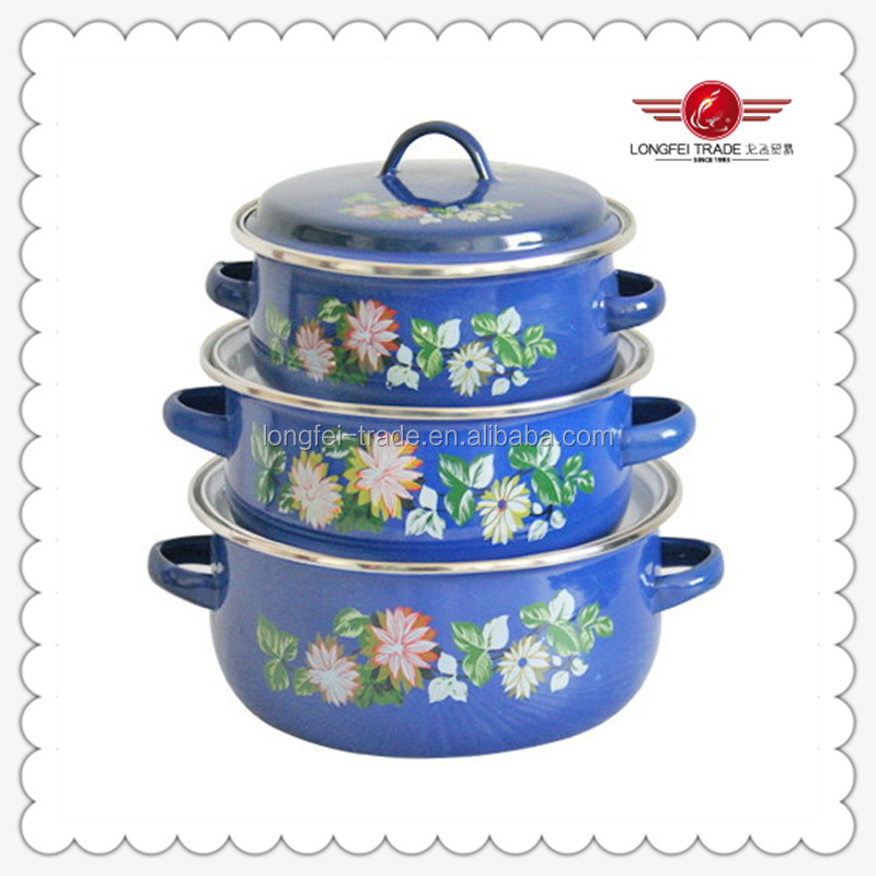鋳鉄調理器具エナメルポットエナメル仕上げ3pc/set12-14-16cmカバー問屋・仕入れ・卸・卸売り