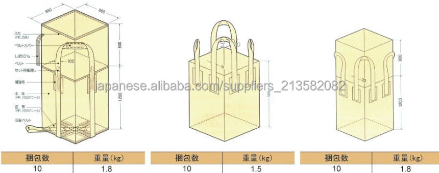 フレキシブルコンテナ(フレコン)バッグ コンテナバッグ大型土のう UVあり仕入れ・メーカー・工場