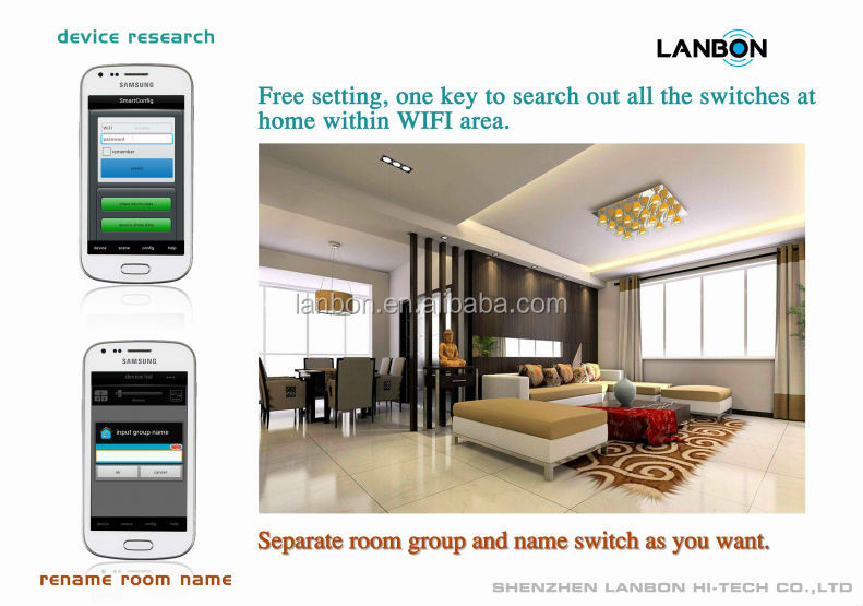 Lanbon110v~250v制御wifi電話リモート光スイッチ、 壁用タッチパネルスマートホーム仕入れ・メーカー・工場