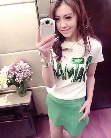 新しい熱い販売2014年fanshion設計paillette付きtシャツ手紙ビンテージ女性のショートパンツの女性tシャツ中国問屋・仕入れ・卸・卸売り