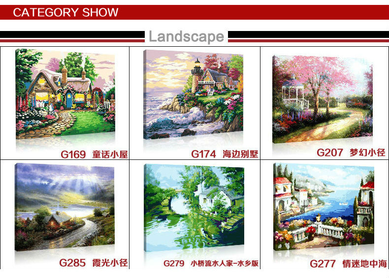 painting by number, landscape oil painting,yiwu factory best selling