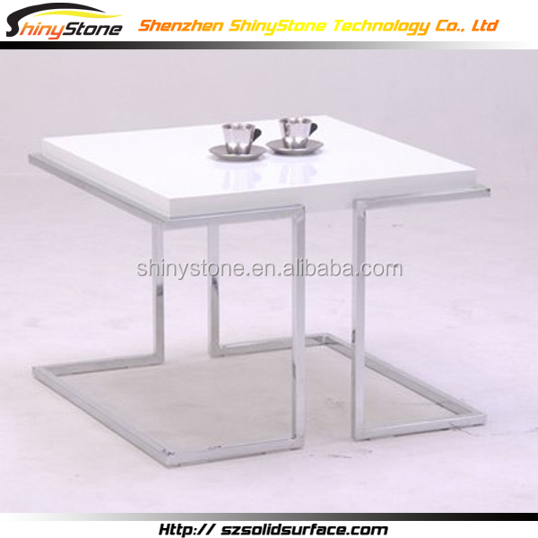 耐久性のある正方形の白いフェイク石レストランのテーブル仕入れ・メーカー・工場