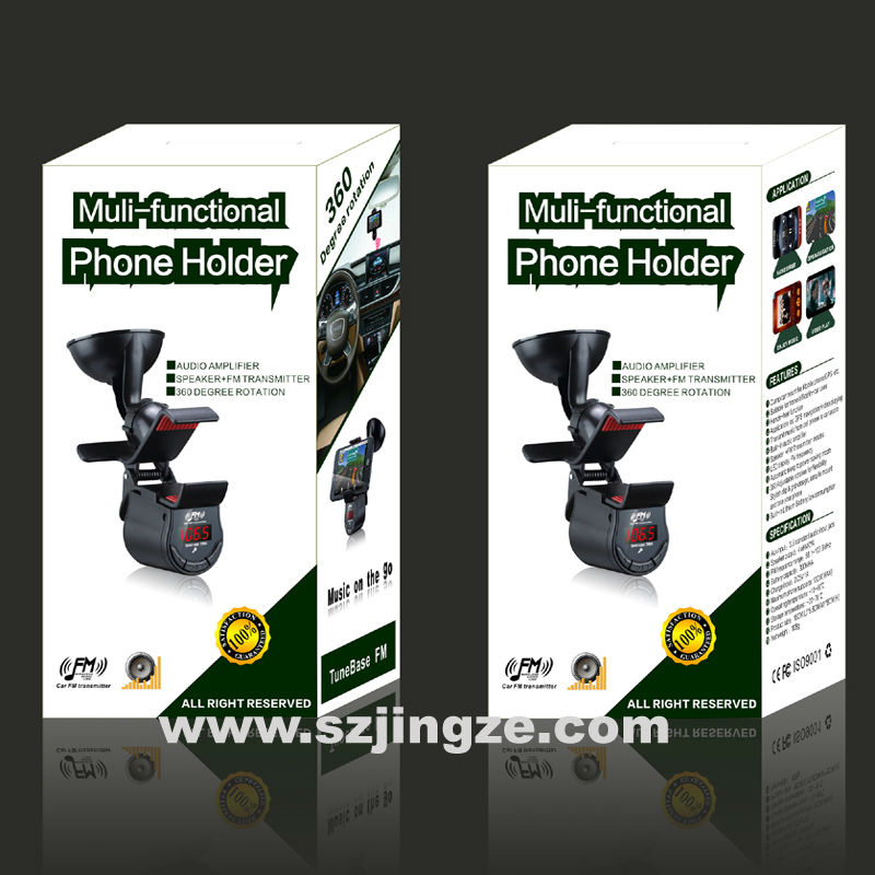 マルチ- 機能的なカーホルダー携帯電話用fmトランスミッタ付きスピーカー付きスマートフォン問屋・仕入れ・卸・卸売り