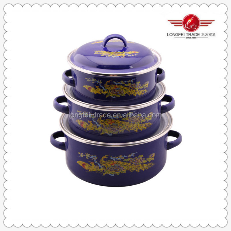 鋳鉄調理器具エナメルポットエナメル仕上げ3pc/set12-14-16cmカバー問屋・仕入れ・卸・卸売り