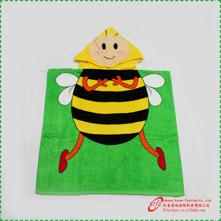 Oem中国のメーカー蜂蜜蜂のデザイン( スタイル) 反応印刷されたコットンベルベットフード付きビーチタオル仕入れ・メーカー・工場