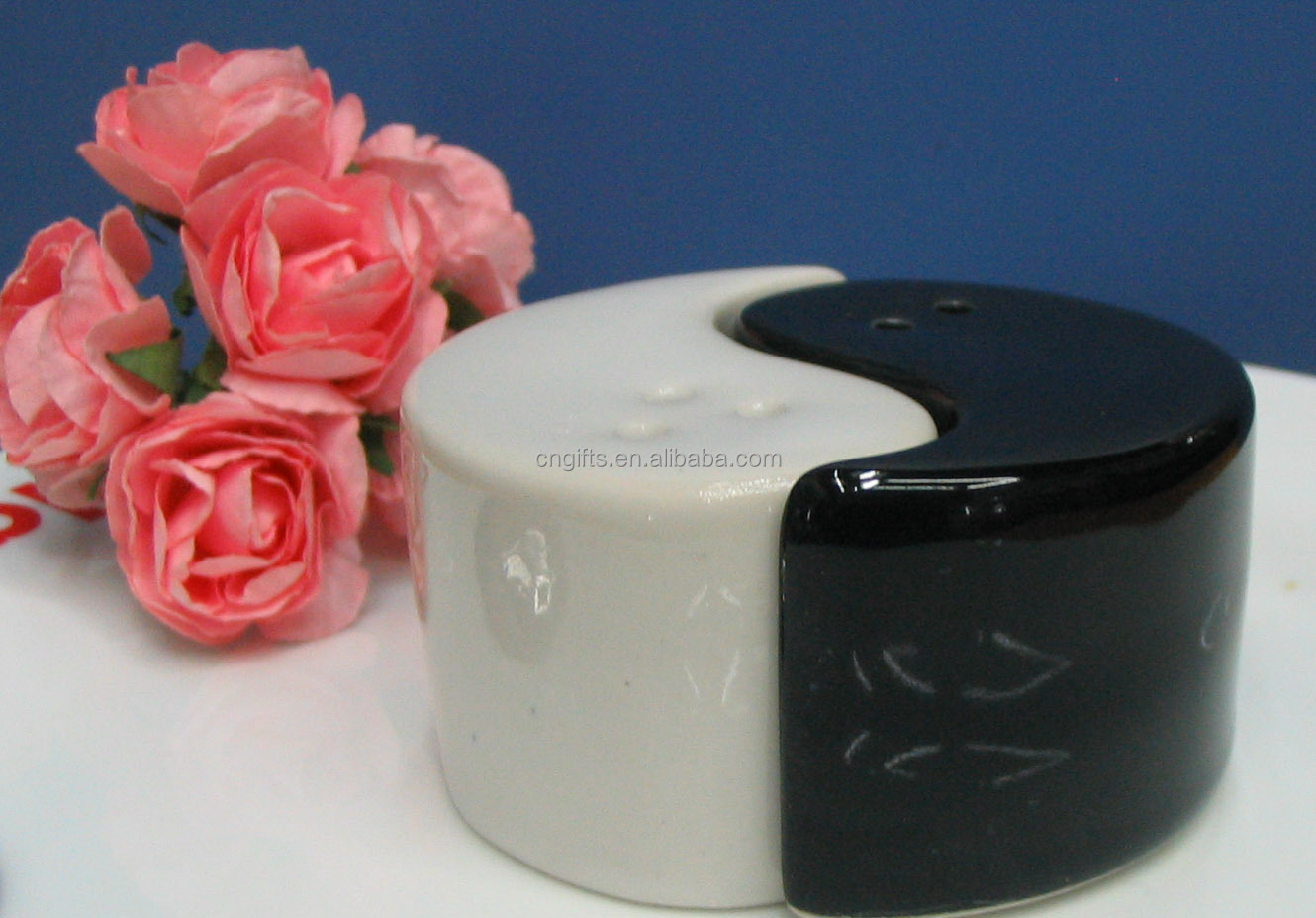 ceramic cruet set black and white salt and pepper shaker,China BEYOND
