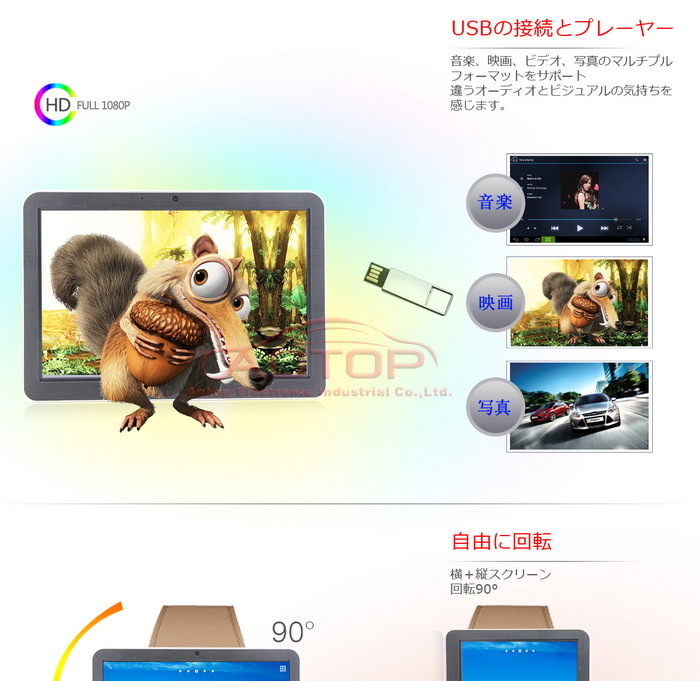 新登場アンドロイド10.1インチタクシー後席lcdモニター・Wi-Fi内蔵・タッチスクリーン・多機能搭載・マイク内蔵・問屋・仕入れ・卸・卸売り