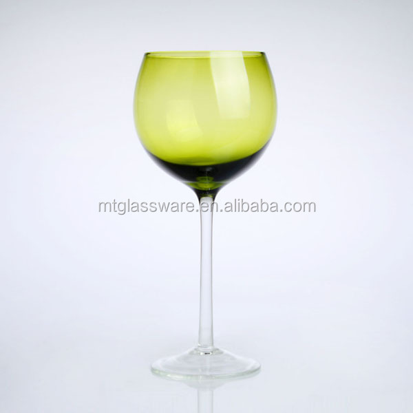 Hot selling color change red wine glass with clear stem,bubble wine glass,packaging boxes