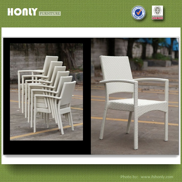 White rattan chair outdoor furniture stackable outdoor chair