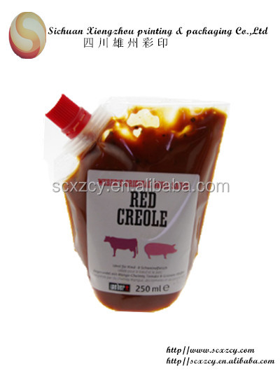 printing standup pouch with spout for chilli sauce