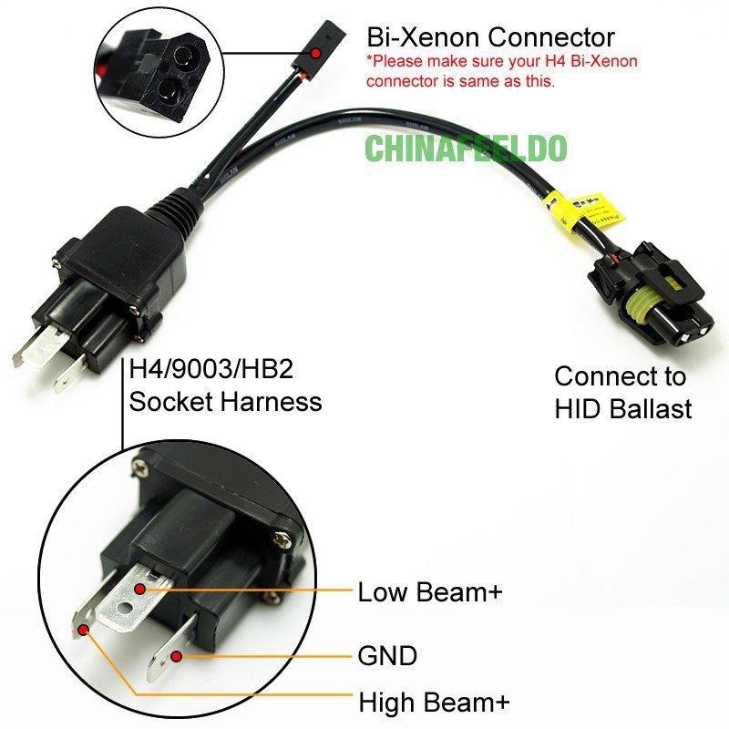 Распиновка h4 H4 би-ксеноновые кабельные провода #4514 шт hid ксеноновая лампа жгут проводов к