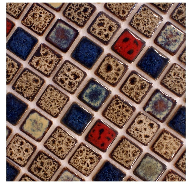 Vintage Style Mixed Colors Brown Ceramic Porcelain Mosaic Tile