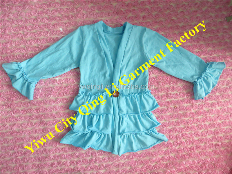 ブティックの子供マスタードパイ赤ちゃんの女の子の秋の服卸売ワイン赤長袖ボタン付きフリルニット綿のカーディガン問屋・仕入れ・卸・卸売り