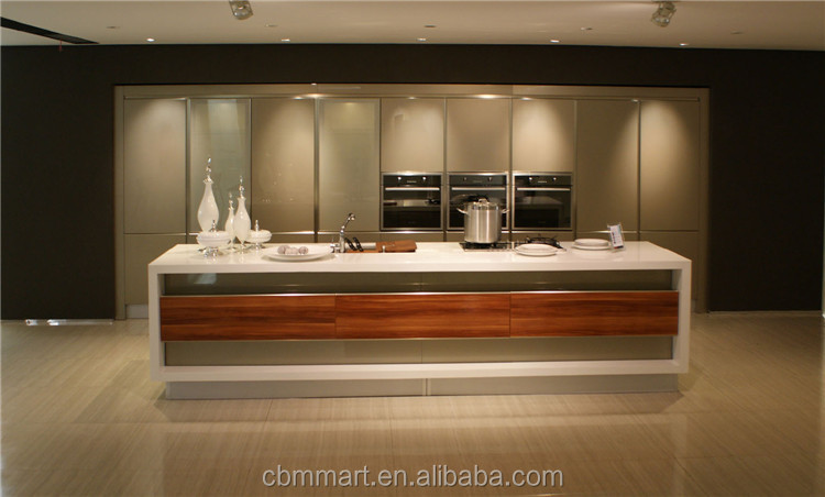El último diseño de madera mueble cocina con isla gabinete ...