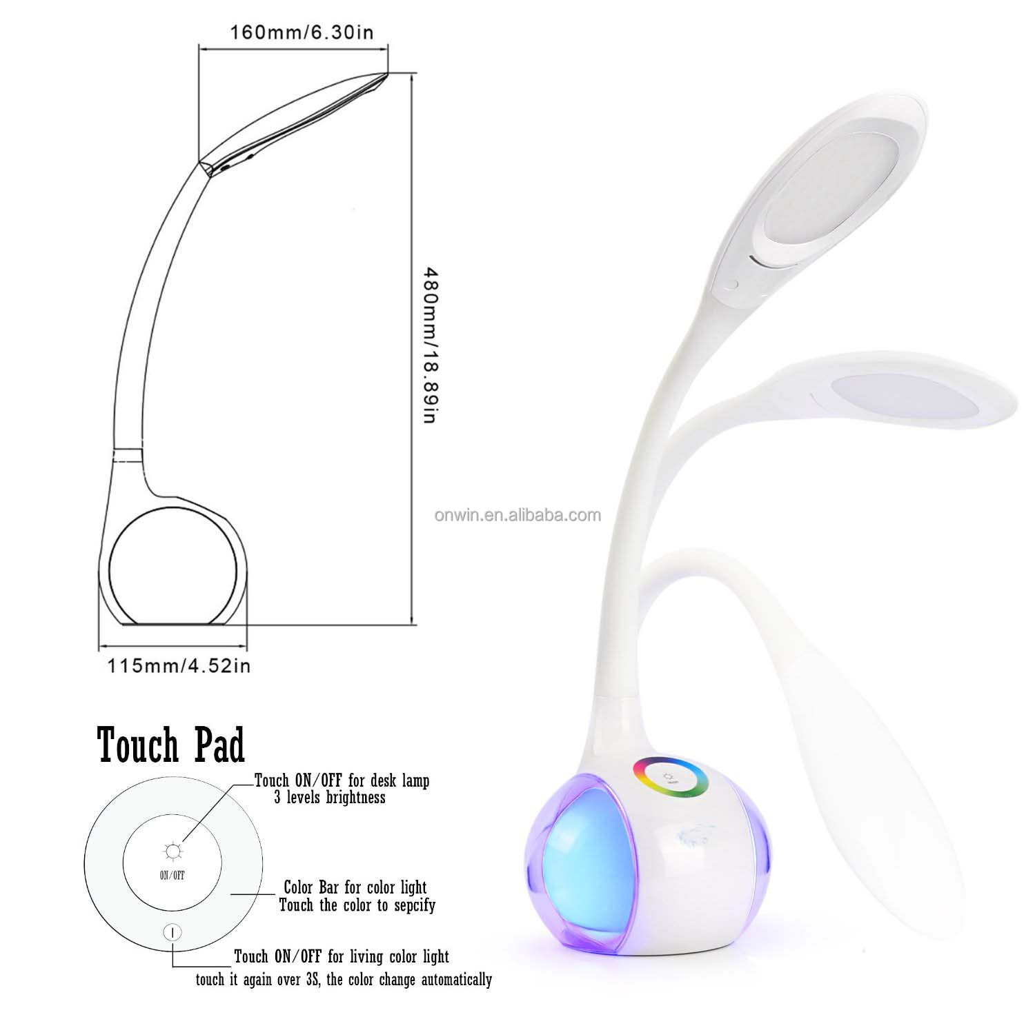 Factory Fashio<em></em>nable Rechargeable Dimmable Eye-Care LED Desk Lamp Book Light with LED Color Changing問屋・仕入れ・卸・卸売り