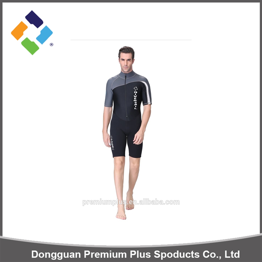 men"s front zip short sleeve wet suit for diving