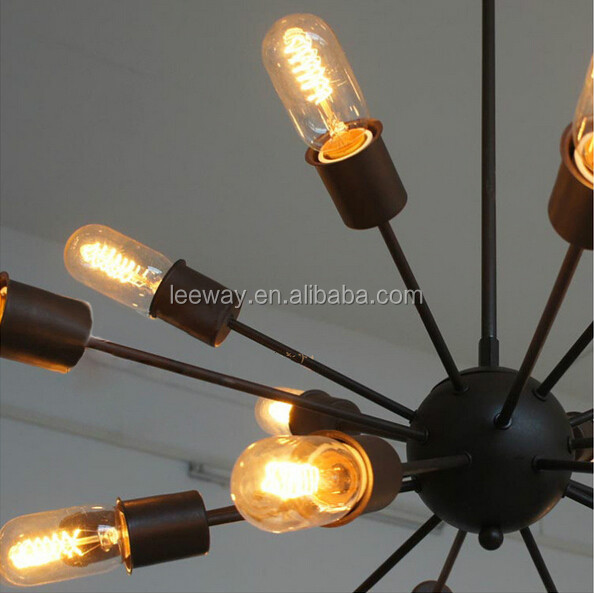 creative retro matte balck iron fireword pendant light antique