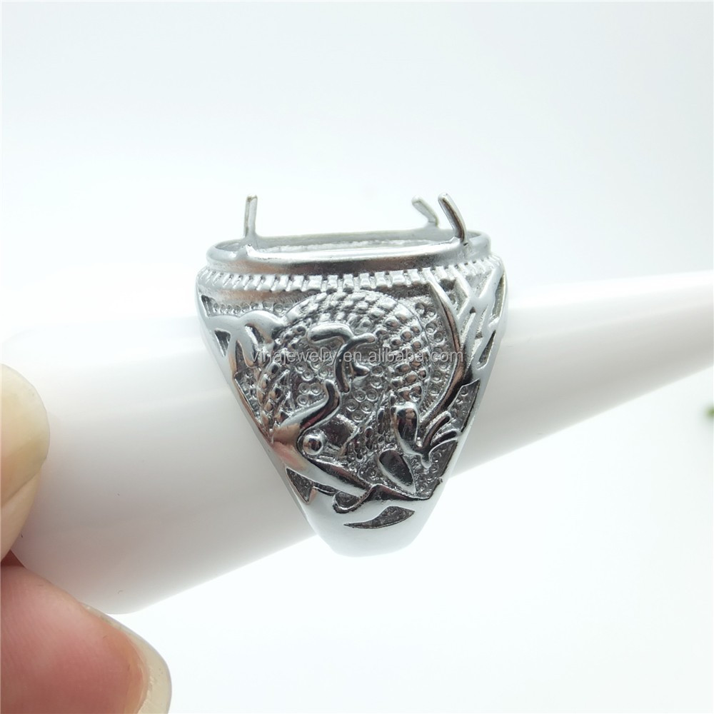 wholesale Indonesia stainless steel titanium mens ring gemstone