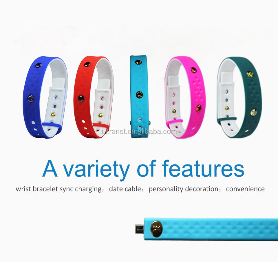 NFC Two Colors Strap Germanite Healthy Silicone USB Cable Bracelet
