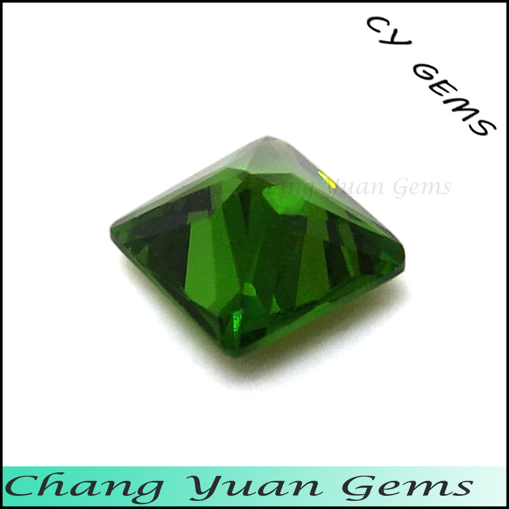 green color square shape cubic zirconia stone