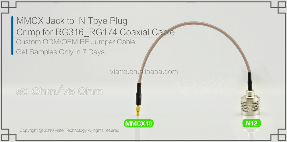 Mmcxジャック/female、 n型にプラグ/rg316_rg174オス圧着同軸ケーブルのコネクタのための仕入れ・メーカー・工場