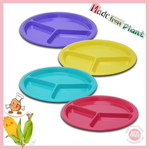Melamine Divided Plates. Bumkins Melamine Divided Plate, Gray Bird Park.
