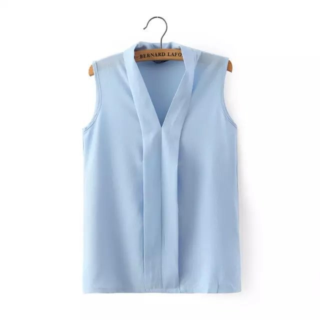 Blusas femininas 2016新しい ファッション女性の カラフル な v ネック夏シフォン ブラウス かわいい ノースリーブ シャツカジュアルスリムブランド の トップス仕入れ・メーカー・工場