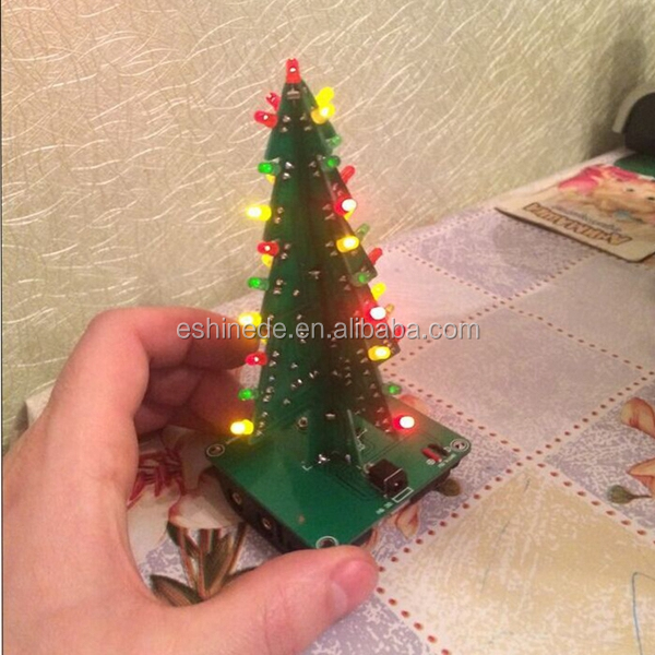 Fun Gift 3D Tree LED DIY Kit LED Flash Circuit Parts Christmas Tree Electronic