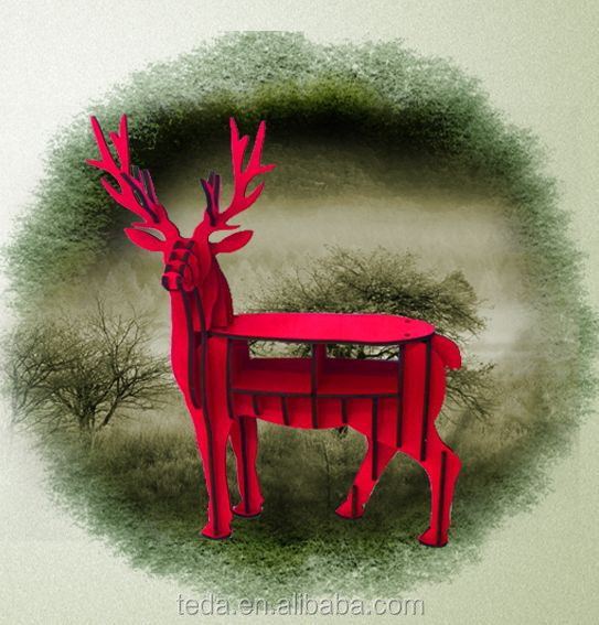 wholesale DIY wood carving craft decoration reindeer of SD-429 Deer Red Wood Table decorations