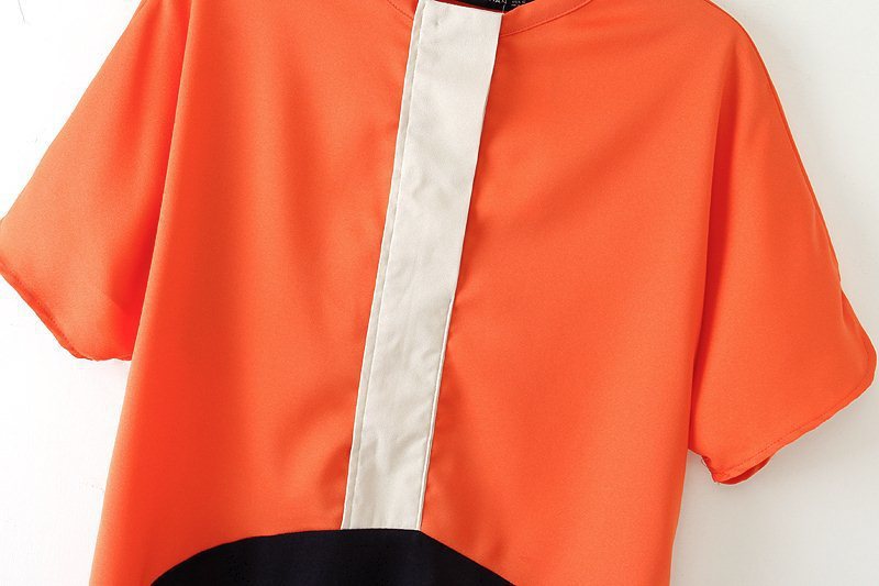 新しいファッション2014年ヨーロピアンスタイルルーズショート- 長袖ファッション野生色混合色をヒットshirt16シフォンドレスロング問屋・仕入れ・卸・卸売り