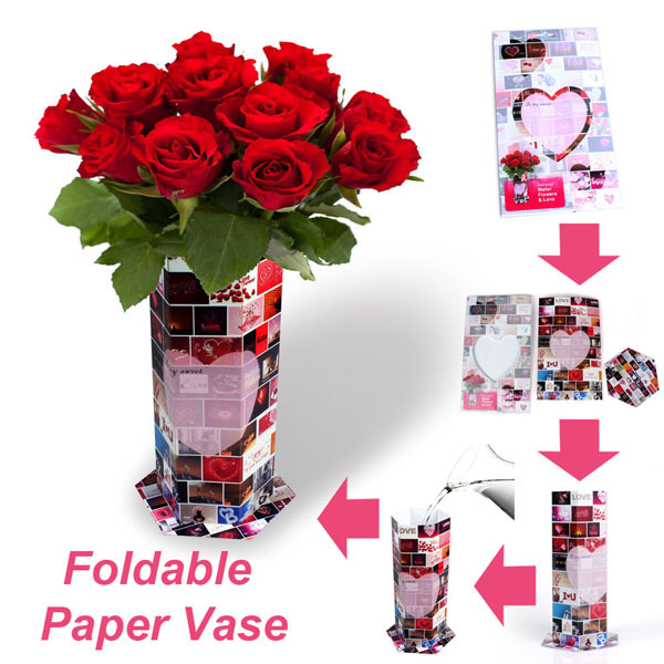 白い四角の紙eg52折り紙の花花瓶の装飾、 安い紙の花の花瓶、 カスタム防水紙の花瓶仕入れ・メーカー・工場