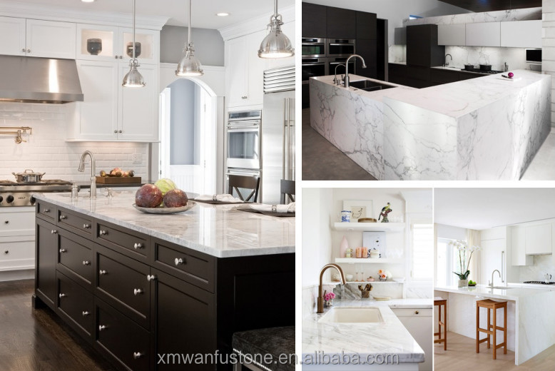 Luxe natuurlijk wit marmer keuken counter top, laminaat top bar ...