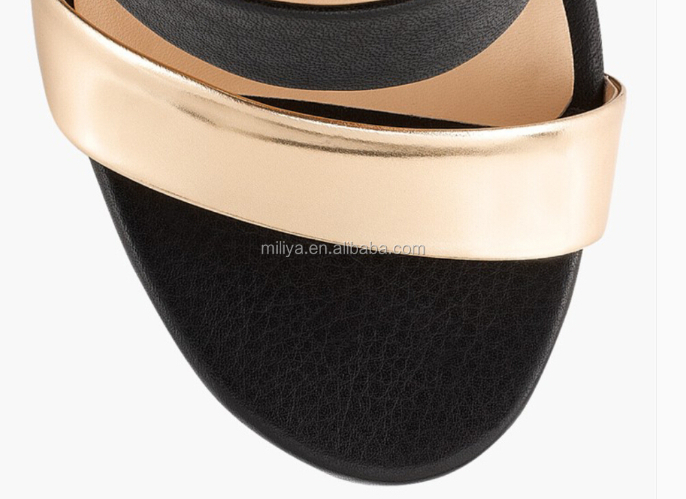 スチレットハイヒールのサンダルgold/黒混合色剣闘士ジッパーサンダル夏のサンダル仕入れ・メーカー・工場