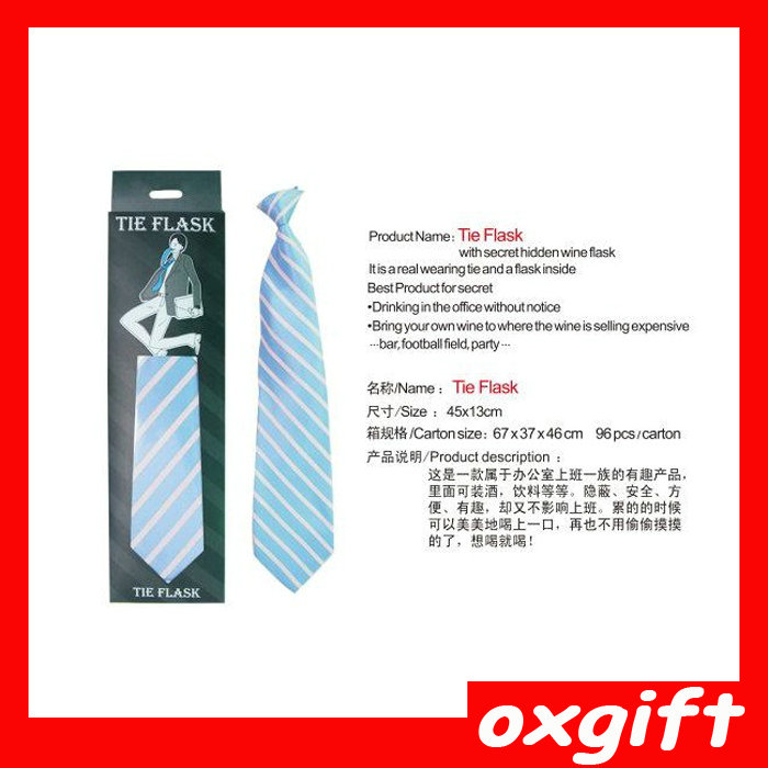新しいファッションの創造的なoxgift2014年デザインのネクタイ付きフラスコ秘密の隠しワインのフラスコを連れていらっしゃい自身の飲み物問屋・仕入れ・卸・卸売り