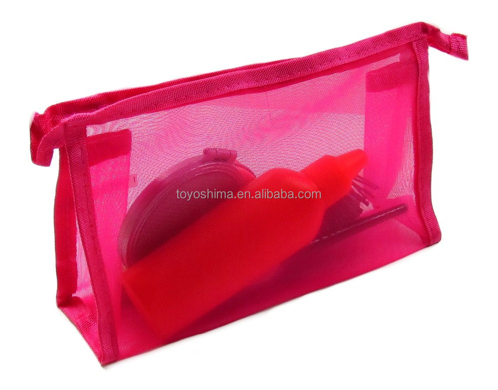 cheap wholesale promotion cosmetic packing zipper mesh bag