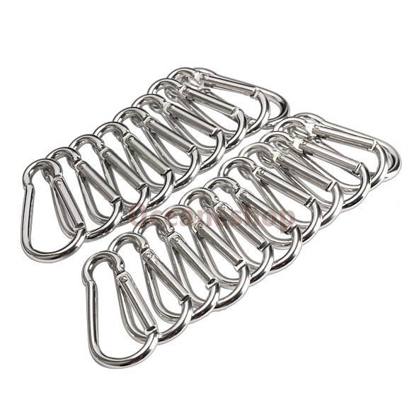 20Pcs Silver Aluminum Spring Carabiner Snap <font><b>Hiking</b></font> Camping Bag Hook Hanger Keychain <font><b>Hiking</b></font> Accessory BHU2 20Pcs Silver Aluminum Spring Carabiner Snap <font><b>Hiking</b></font> Camping Bag Hook Hanger Keychain <font><b>Hiking</b></font> Accessory BHU2