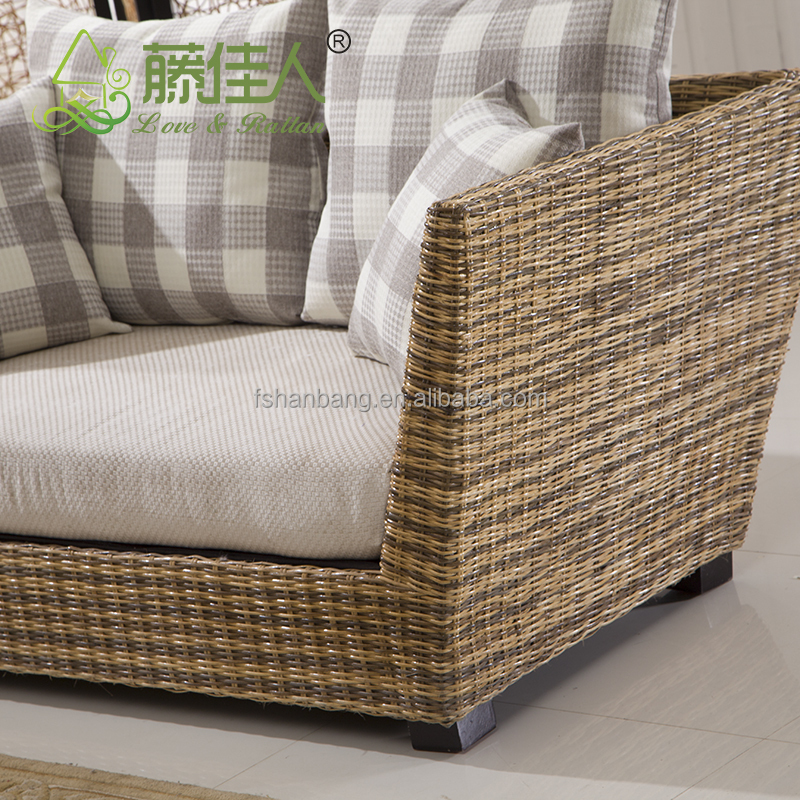 Vintage Leisure Style Real Rattan Wicker Living Room Sofa Furniture Set