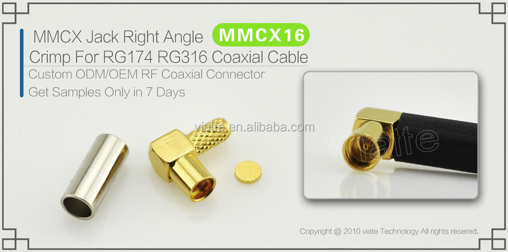 Mmcxr/aへssmbコネクタ圧着同軸ケーブル用またはpcbコネクタオスメス仕入れ・メーカー・工場