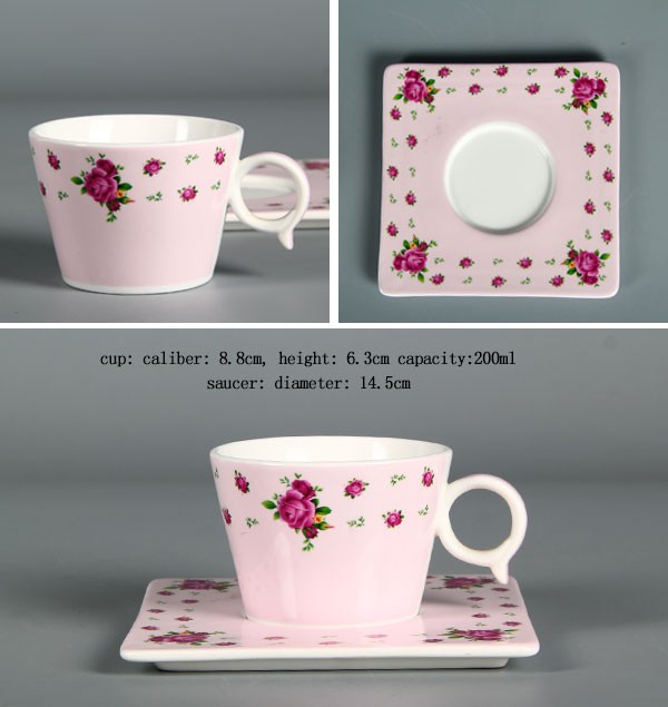 Fancy Disposable Coffee Cup With Saucers Royal Roses Ceramic Tea Cups