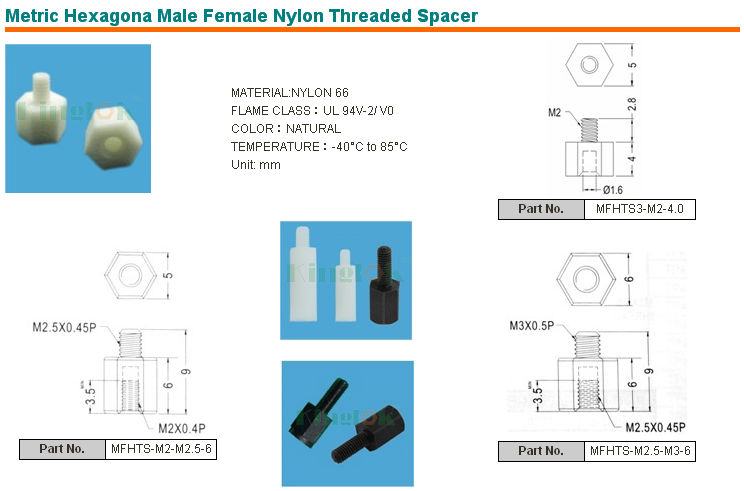 Metric Hexagona Male Female Nylon Threaded Spacer