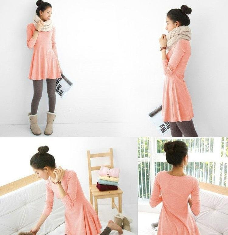 women-s-ladies-long-sleeve-Grinding-wool-comfortable-dress-Joker-maxi-casual-dresses-Free-Shipping-F3211