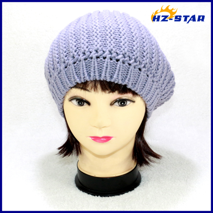 ファッションスタイルhzm-14098女の子ニット冬用帽子カスタム2015ベレー帽のパターン仕入れ・メーカー・工場