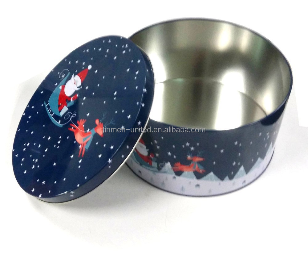 big round christmas style gift tin packaging,big round gift tin