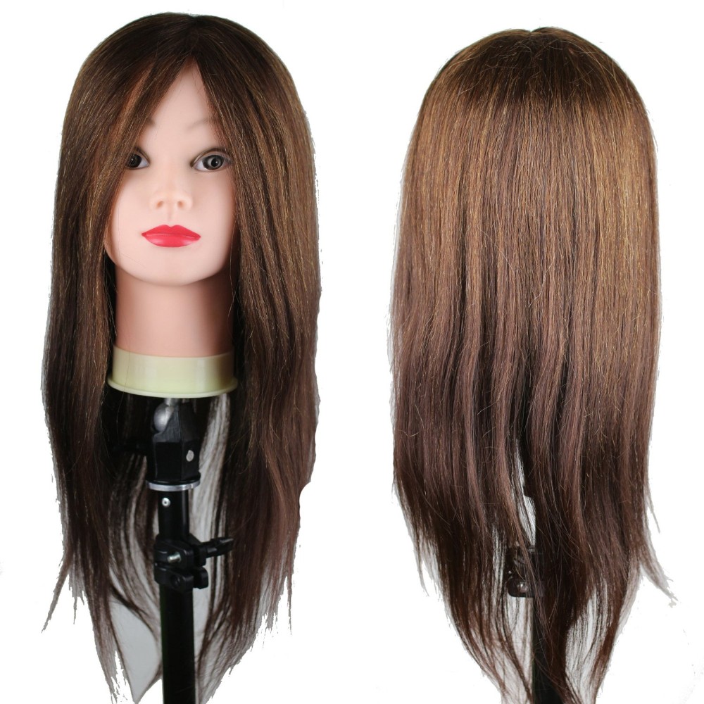 Dreambeauty Real Human Hair Mannequin Training Head 22inch Brown Color
