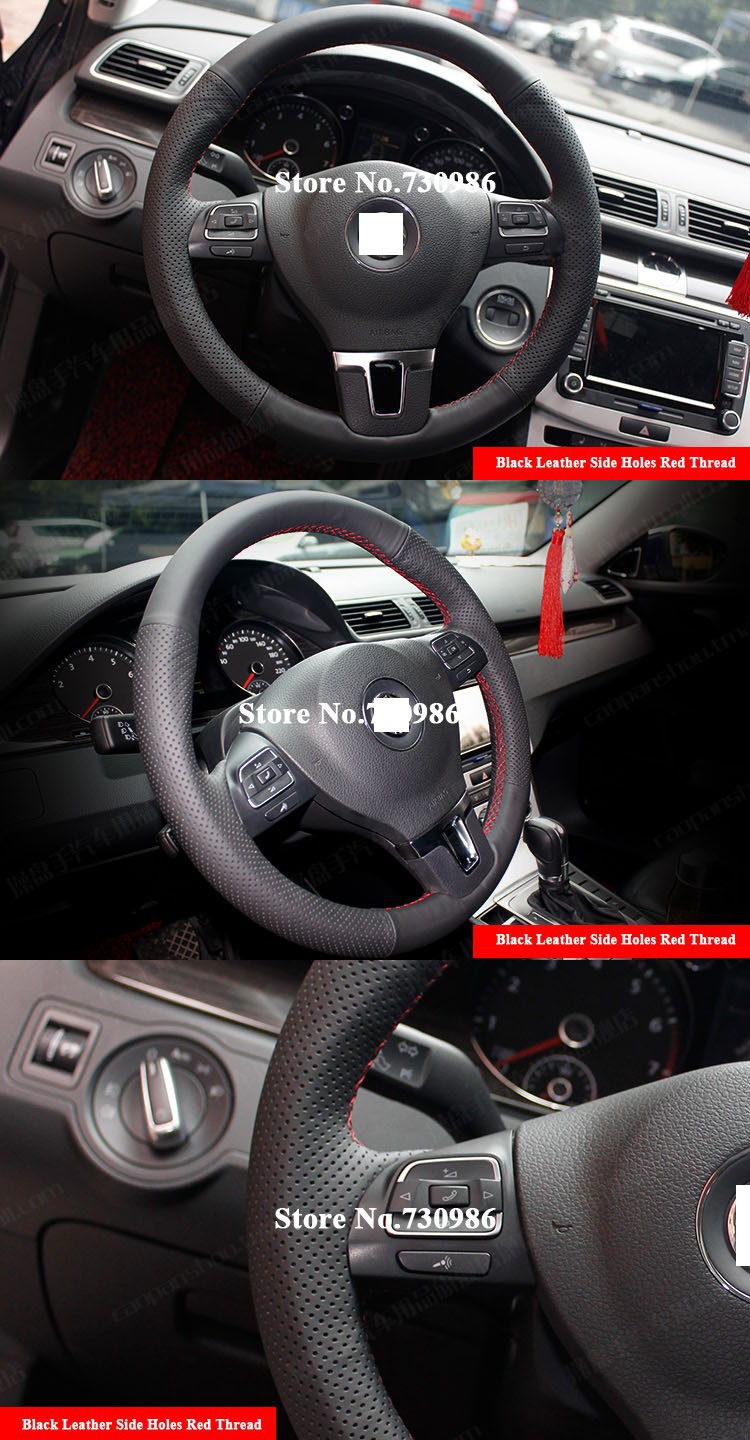 for Volkswagen VW Gol Tiguan Passat B7 CC Touran Magotan Sagitar Leather Steering Wheel Cover 2